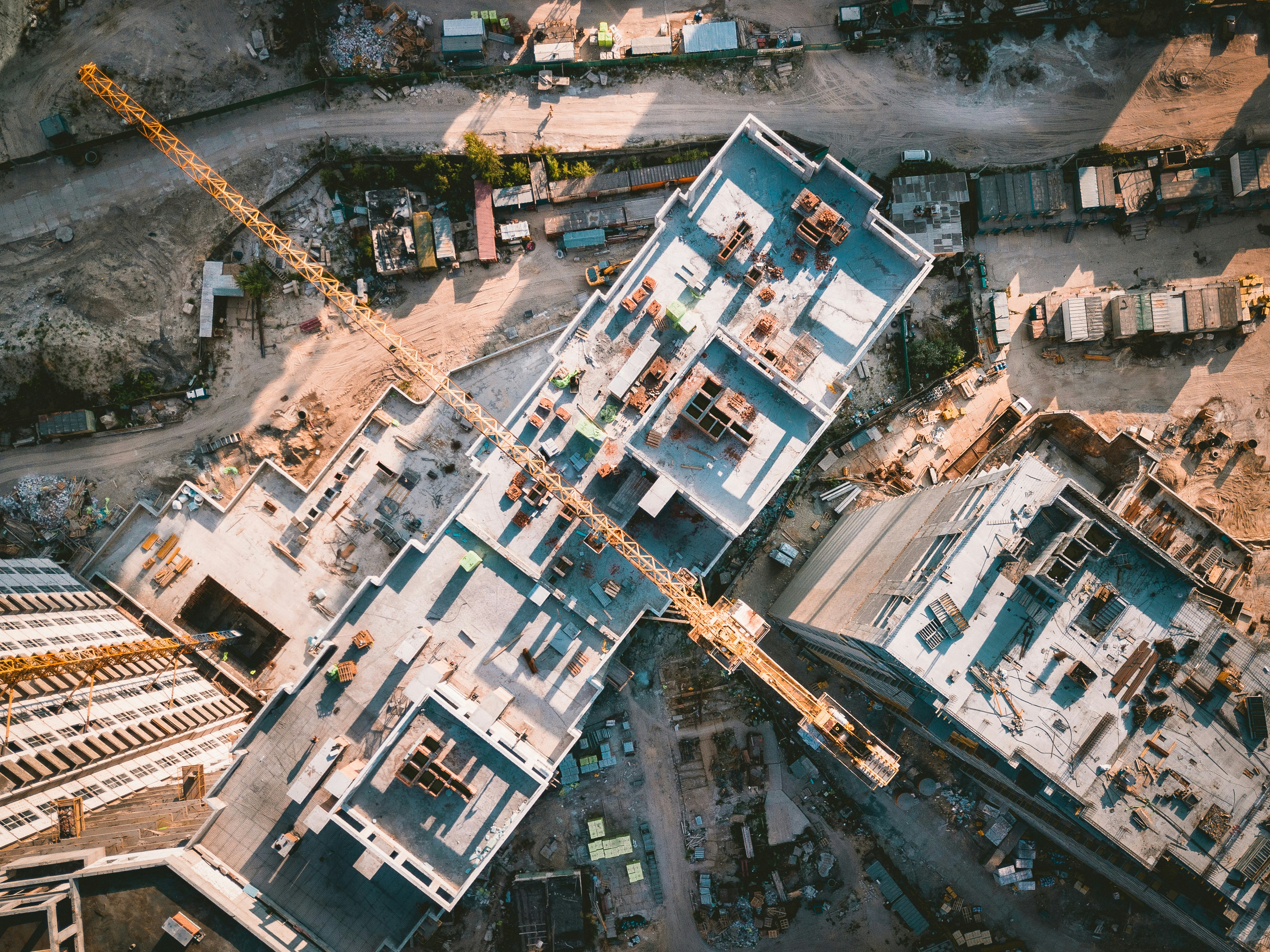Aerial view of construction site